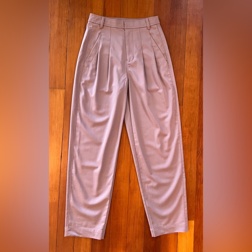 NWOT Madewell Dusty Rose Pink Turner Tapered Pleated Pants 0 Refined Wool